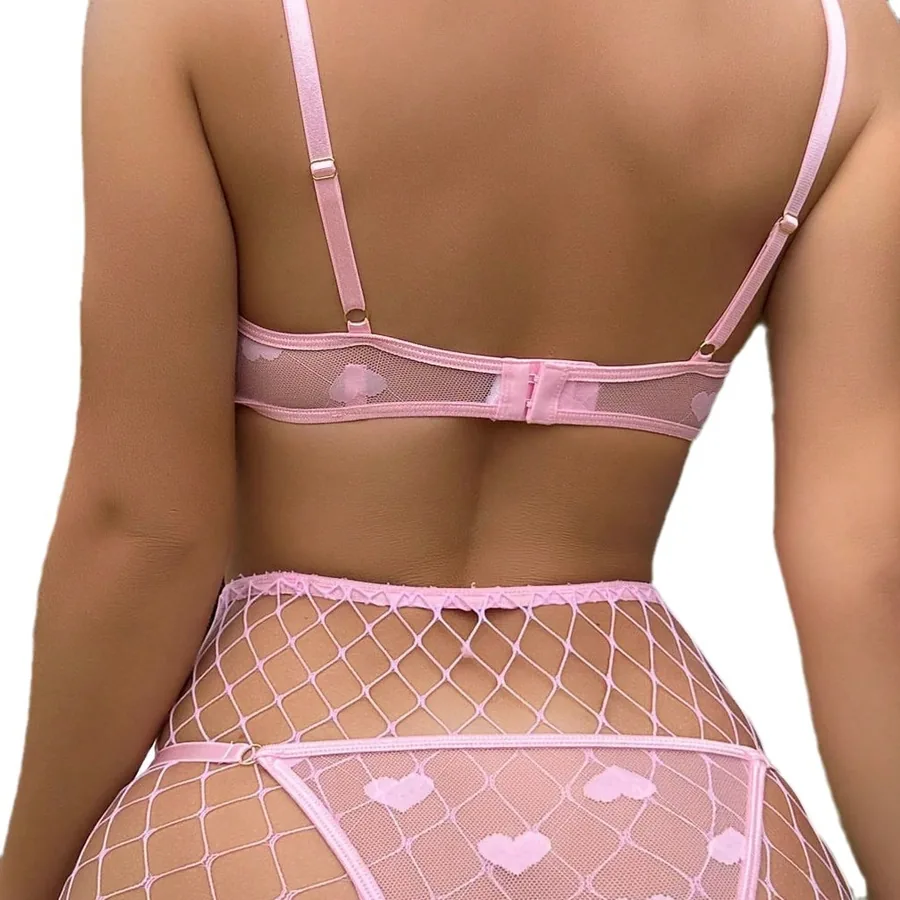 Body in rete con stampa cuori