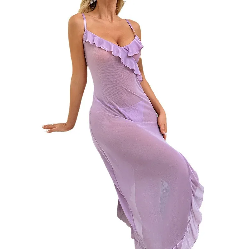 Maxikleid-Kostümset mit transparenten Mesh-Einsätzen