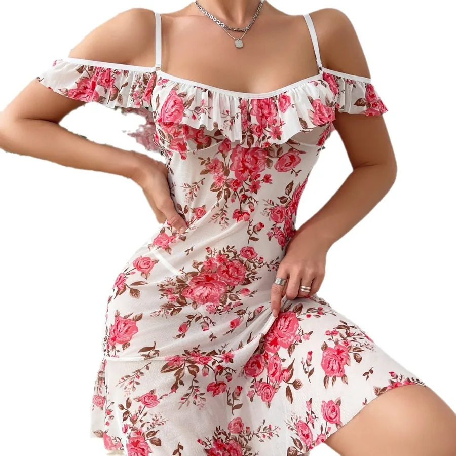 Set sottoveste in rete stampata