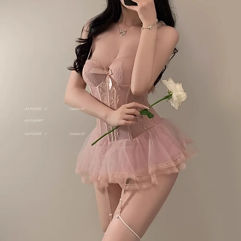 Mesh-Korsett mit Polsterung und Tutu-Rock-Set