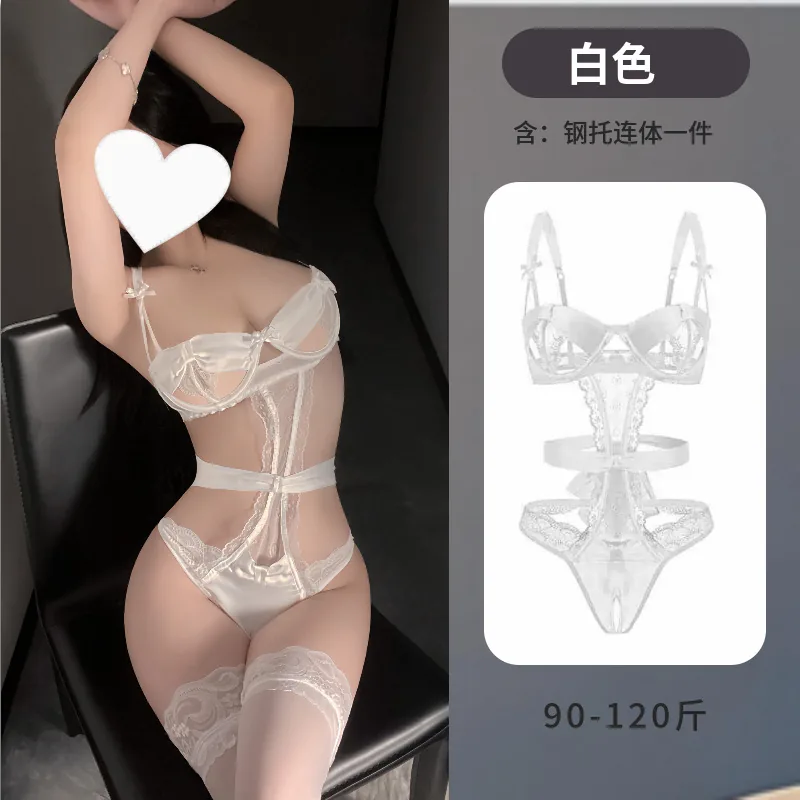 Spitzen-Halter-Bodysuit-Set mit Cutouts