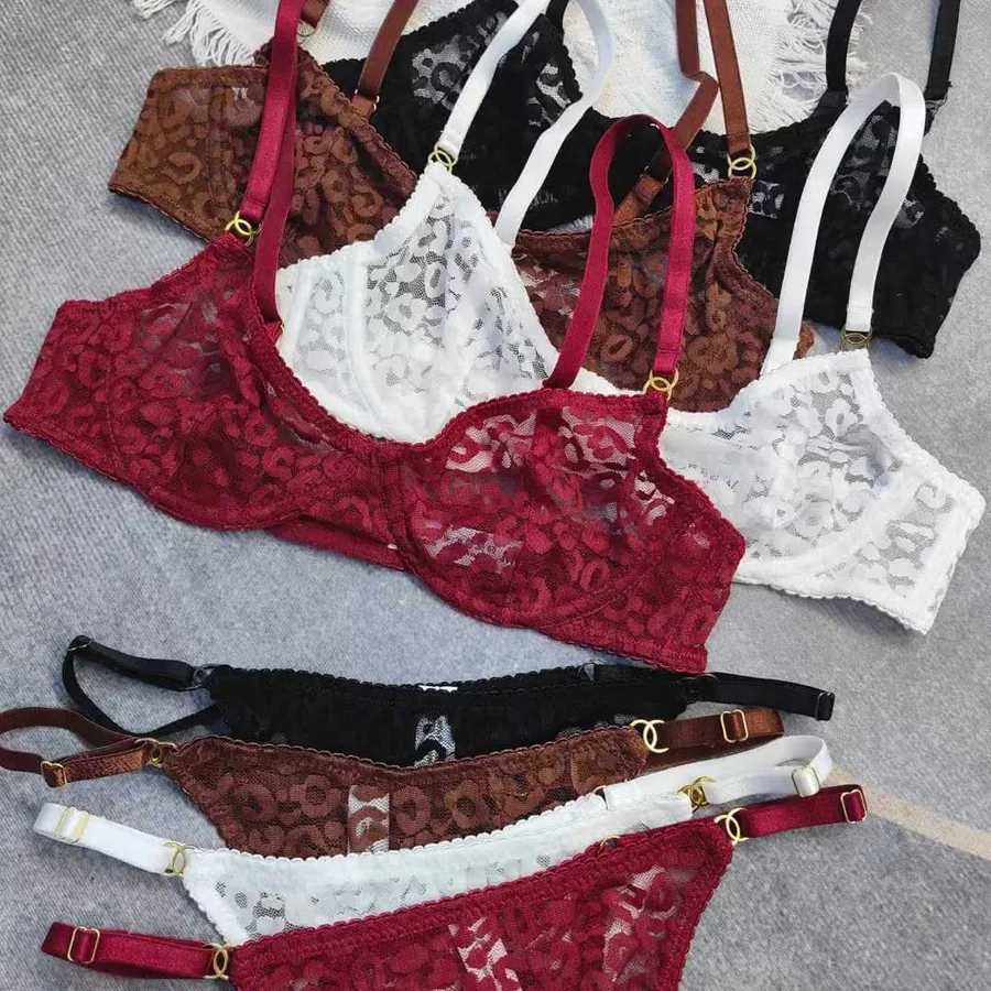 Set reggiseno in pizzo e rete trasparente