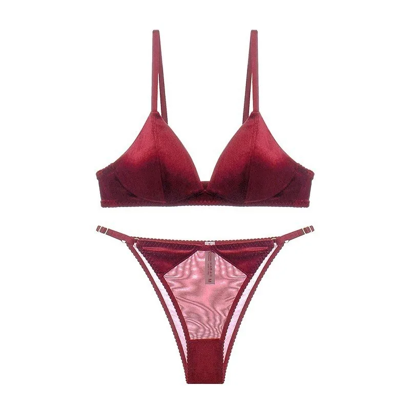 Ensemble brassière triangle en velours