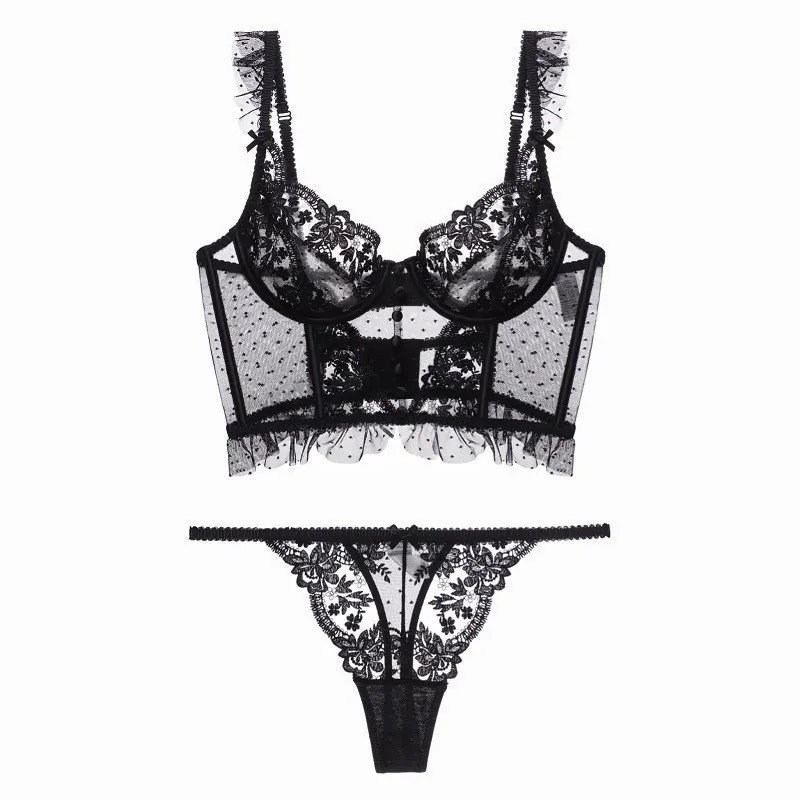 Bodysuit-set med spetsbystier