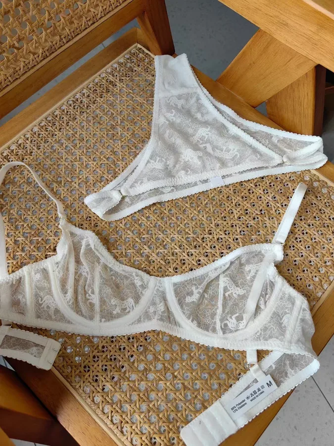 Conjunto de sujetador de encaje jacquard