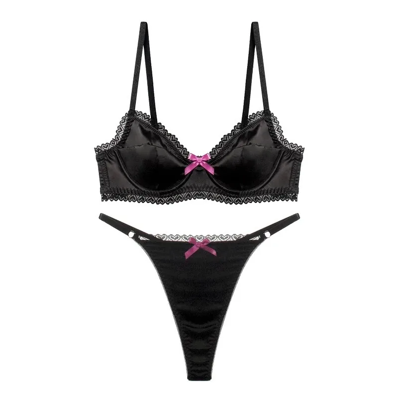 Set reggiseno in raso e pizzo