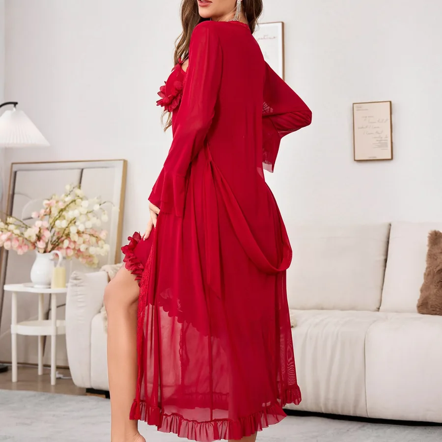 Set vestaglia e sottoveste in mesh