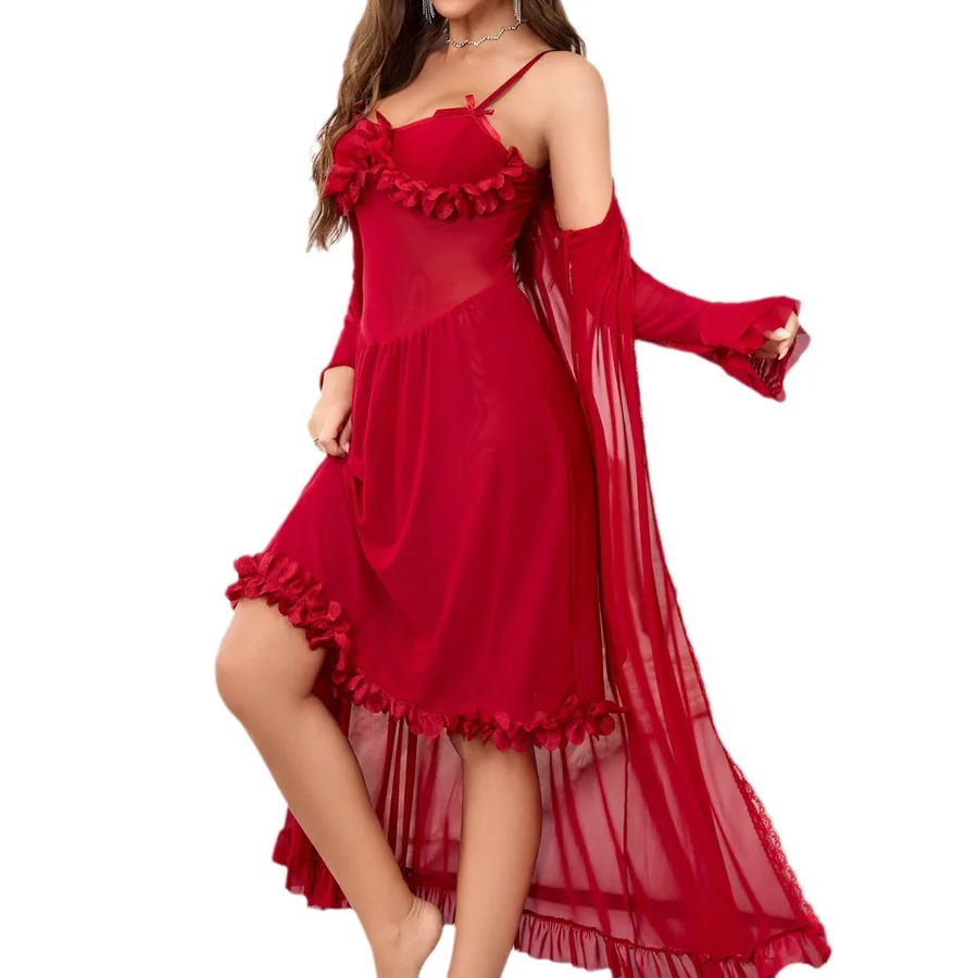 Set vestaglia e sottoveste in mesh