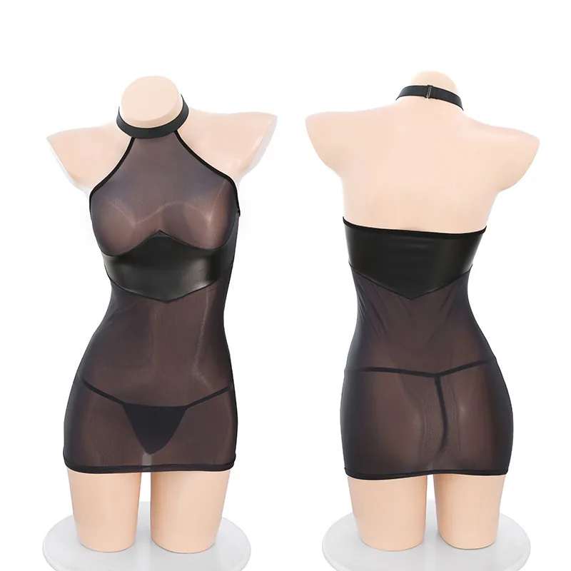 Conjunto de body halter ajustado transparente