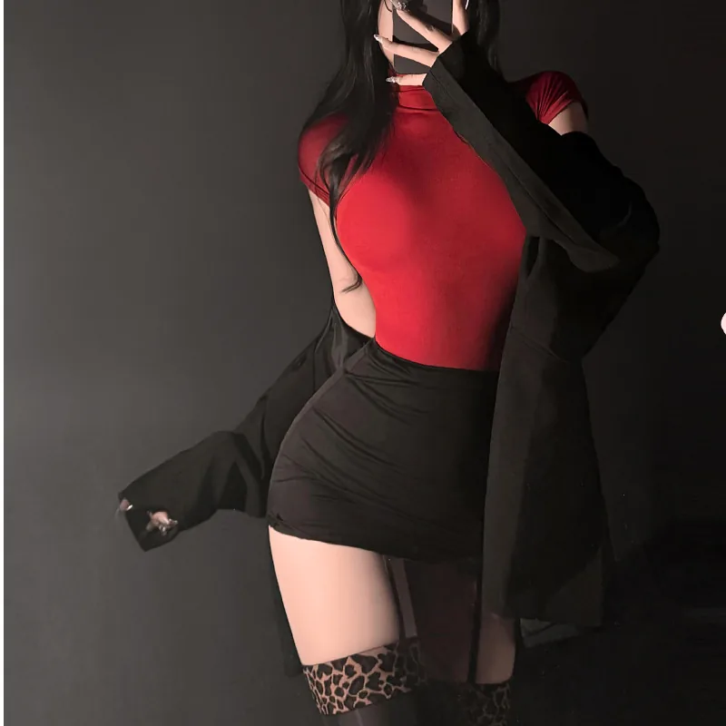Minivestido de Fantasia de Secretária Justo ao Corpo