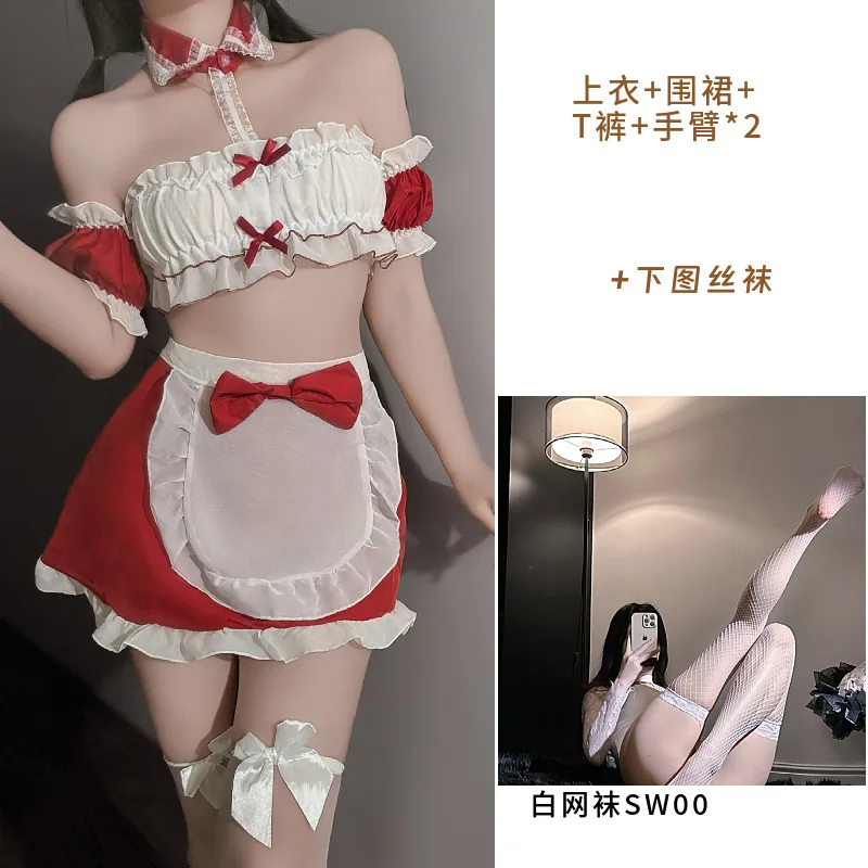 Red with white fishnet
