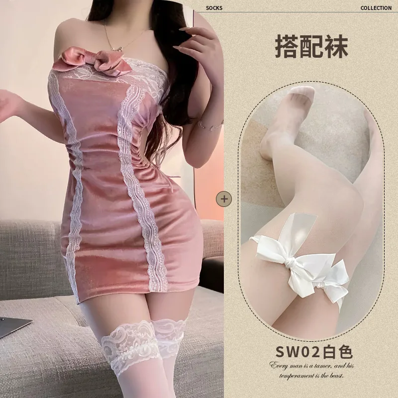Aksamitna sukienka bustier z koronką
