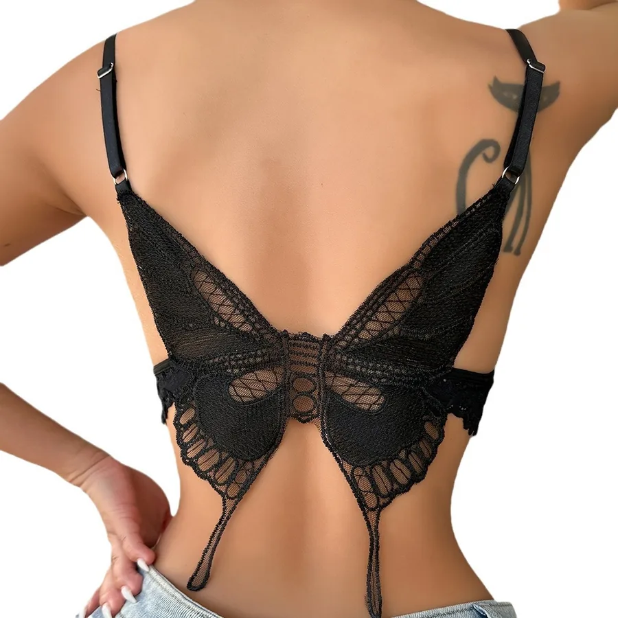 Top de alças com decote em V e renda