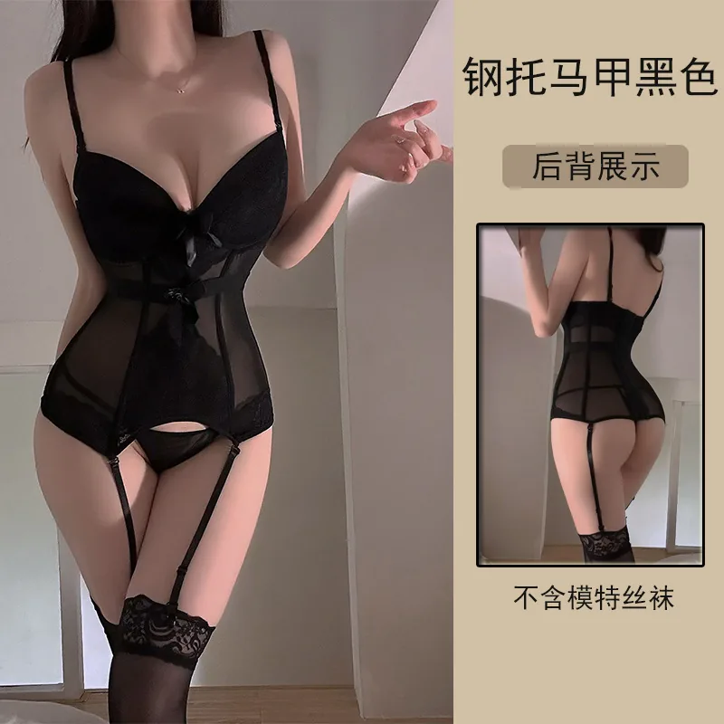 Bustier corset en dentelle et résille