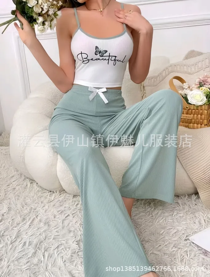 Ensemble pyjama caraco et pantalon imprimé