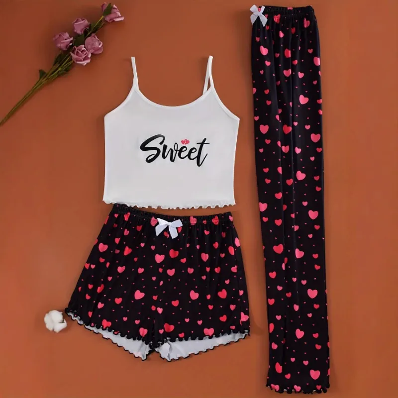 Zweiteiliges Sommer-Pyjama-Set mit dünnen Trägern