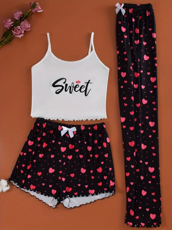 Zweiteiliges Sommer-Pyjama-Set mit dünnen Trägern