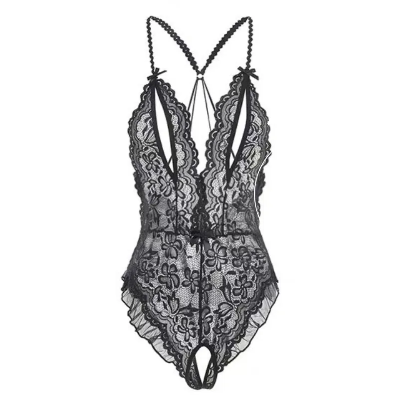 Set lingerie body in pizzo con ritagli