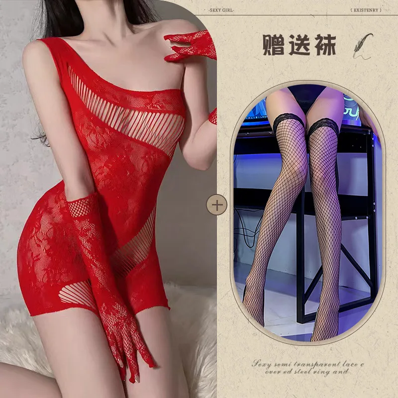Red with black fishnet