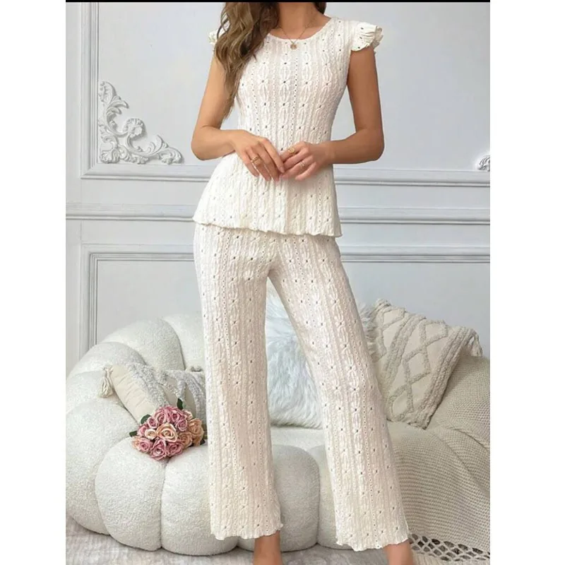 Mouwloze pyjamaset met hartprint