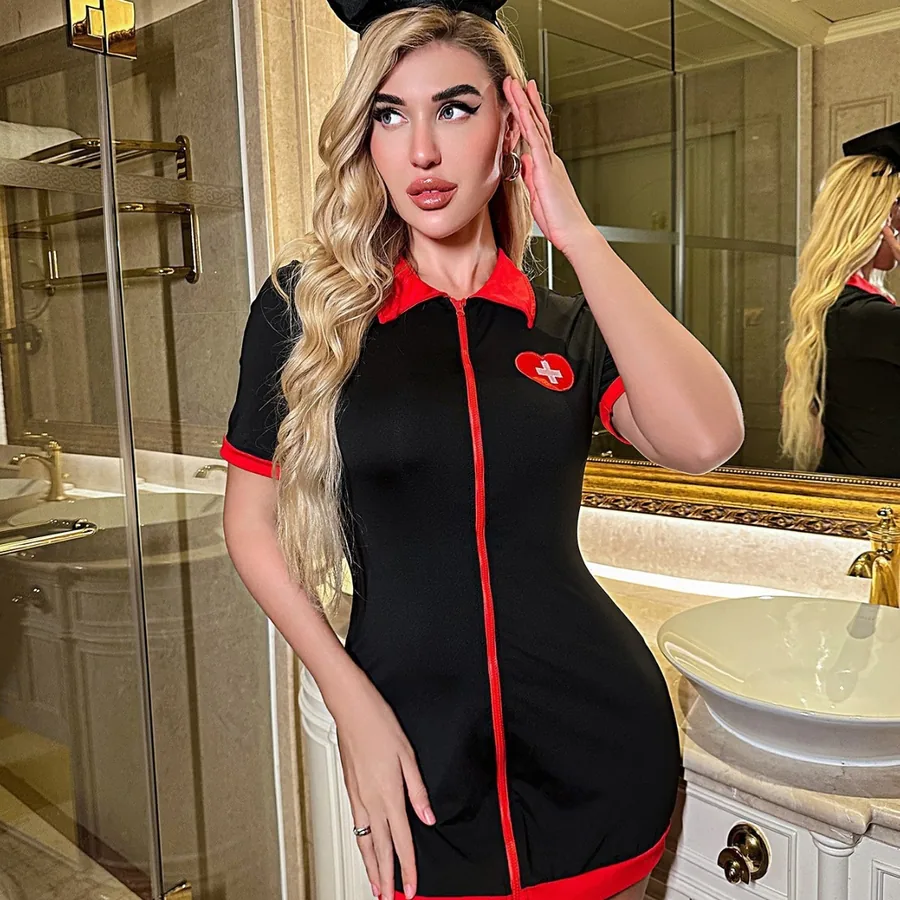 Verpleegster bodycon jurk roleplay kostuum set