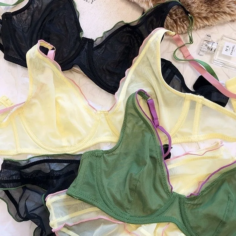 Conjunto de sujetador de malla transparente