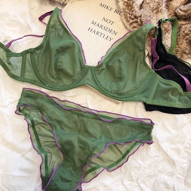 Conjunto de sujetador de malla transparente