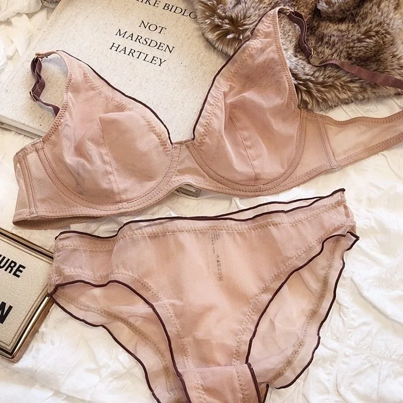 Conjunto de sujetador de malla transparente