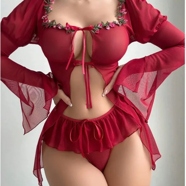 Set body a maniche lunghe con motivo floreale