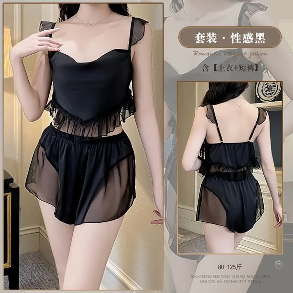 Set da notte con canotta in pizzo e slip