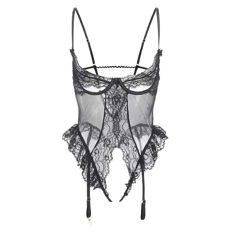 Kanten bodysuit met beugel