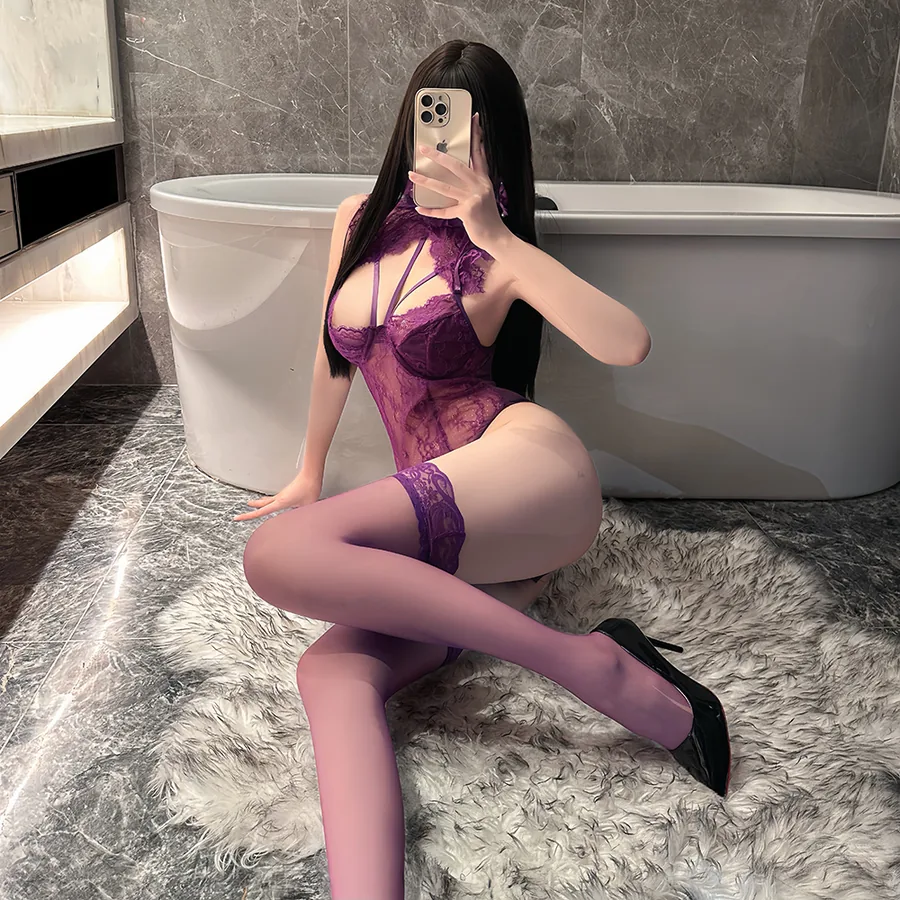 Spets Mesh Korsett Bodysuit
