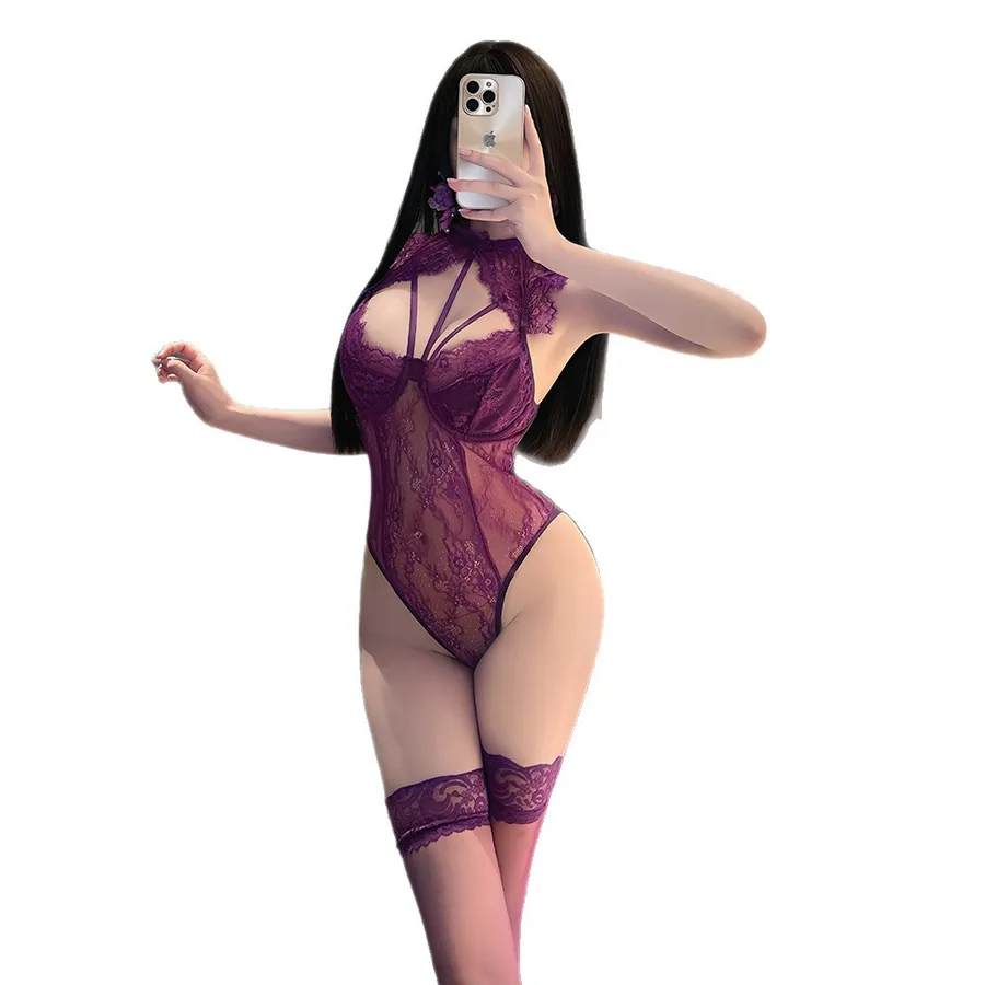 Spets Mesh Korsett Bodysuit