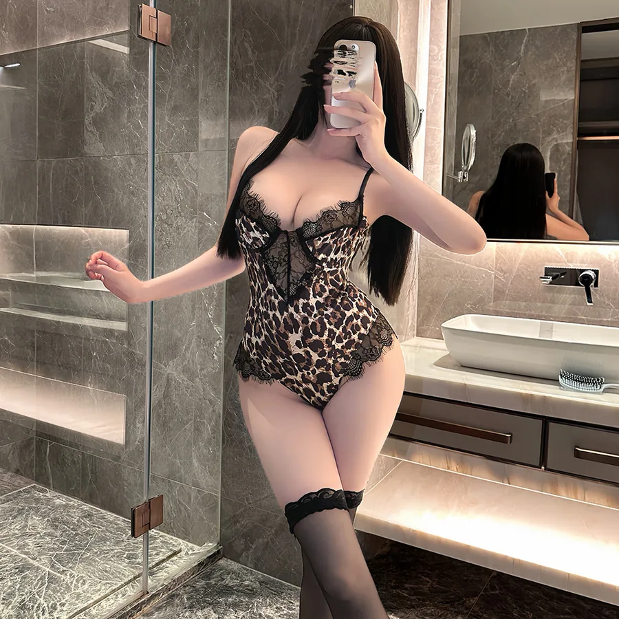 Leopard Lace Bodysuit Set