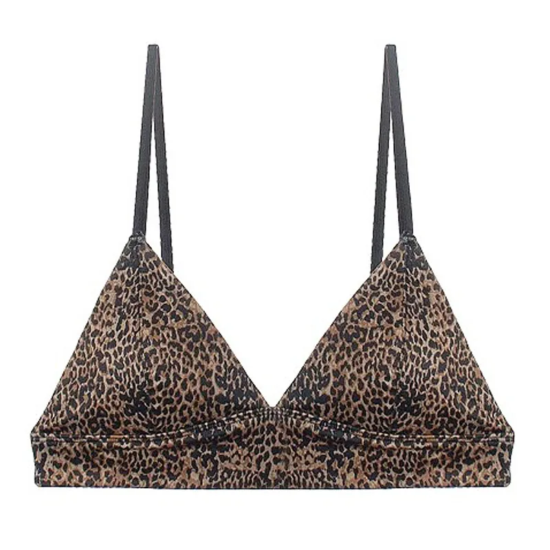 Soutien-gorge sans armatures à bonnets triangulaires imprimé léopard