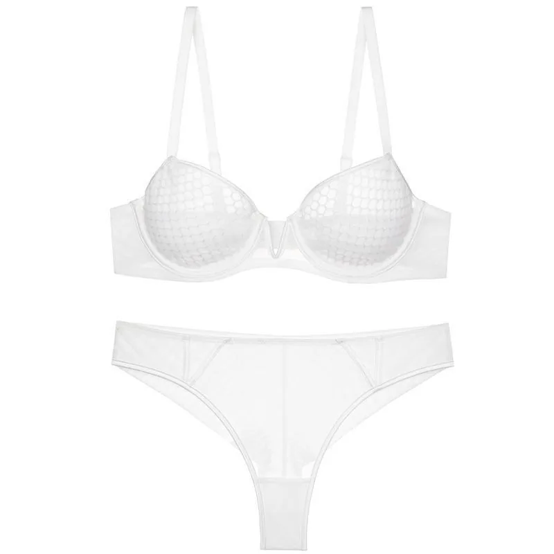 Ultradünnes Soft-Cup-BH-Set mit Wabenstruktur