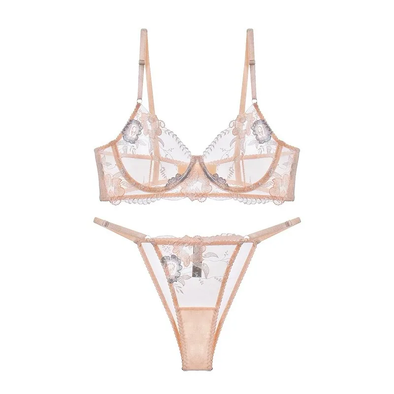 Set reggiseno e slip in pizzo trasparente