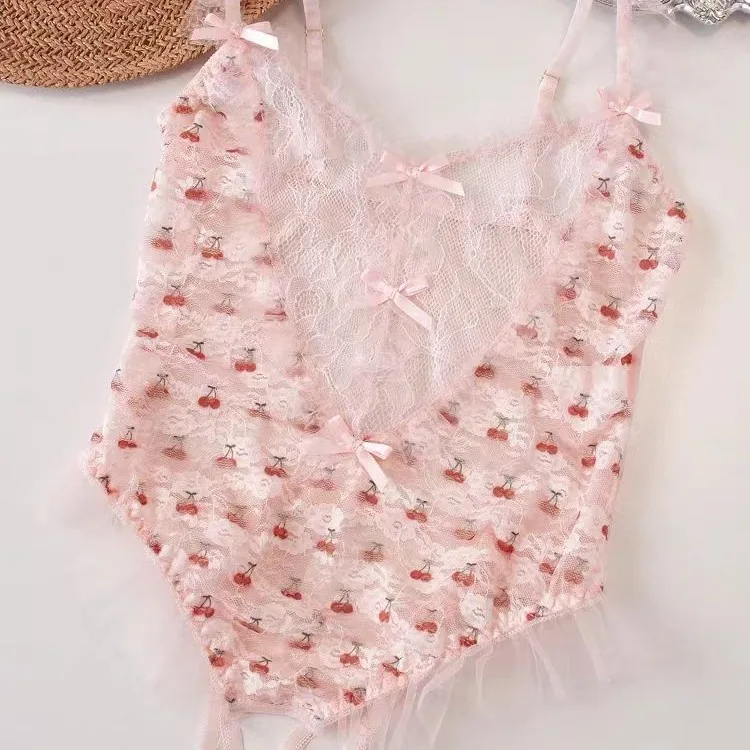 Ensemble body transparent en dentelle