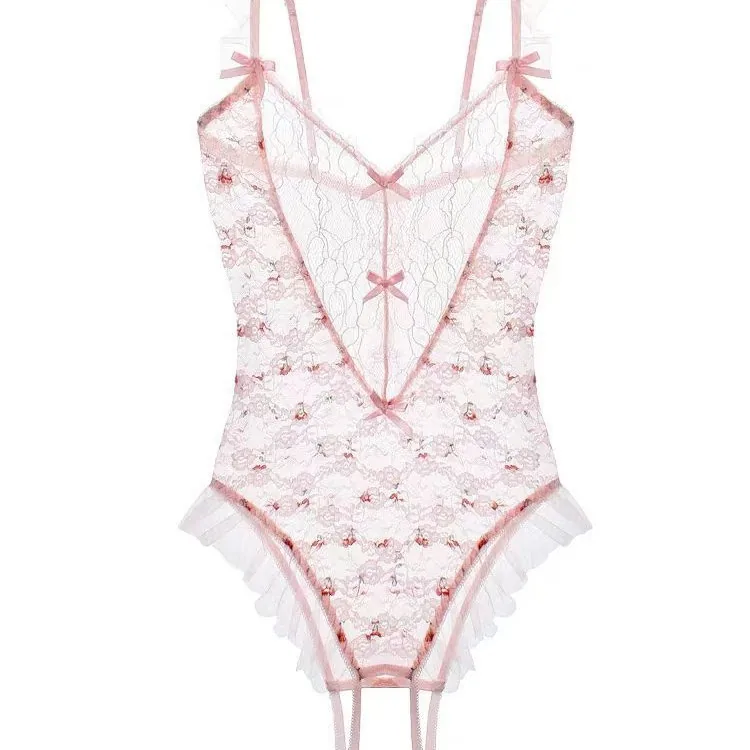 Ensemble body transparent en dentelle