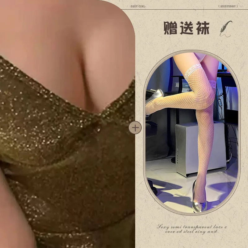 Glänzendes Slip-Dress-Rollenspiel-Kostüm