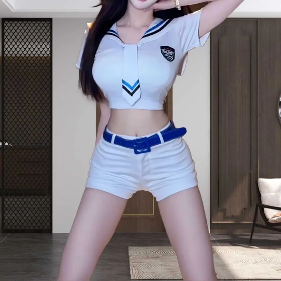 Cheerleader-Sailor-Crop-Top-Set