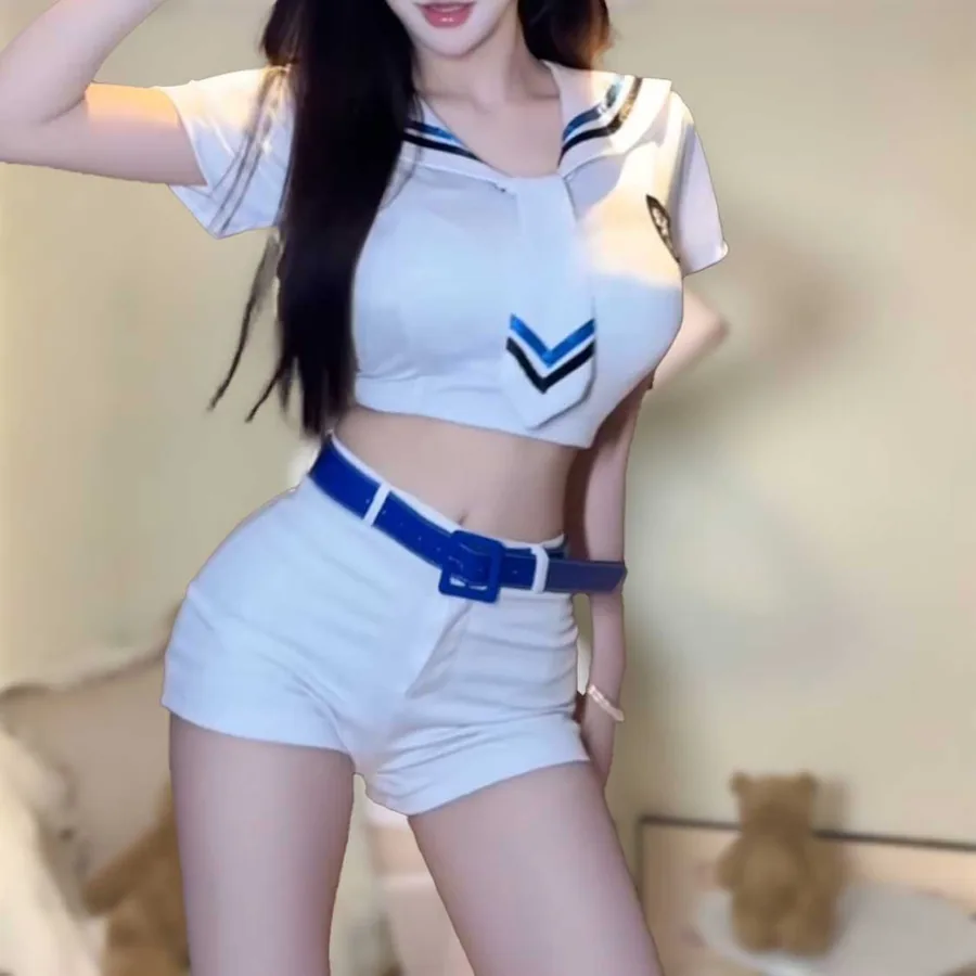 Cheerleader-Sailor-Crop-Top-Set