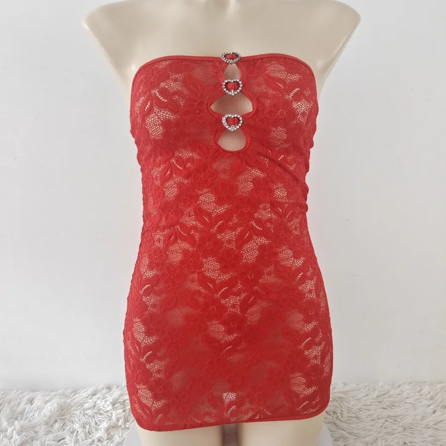 Set minigonna in pizzo e rete