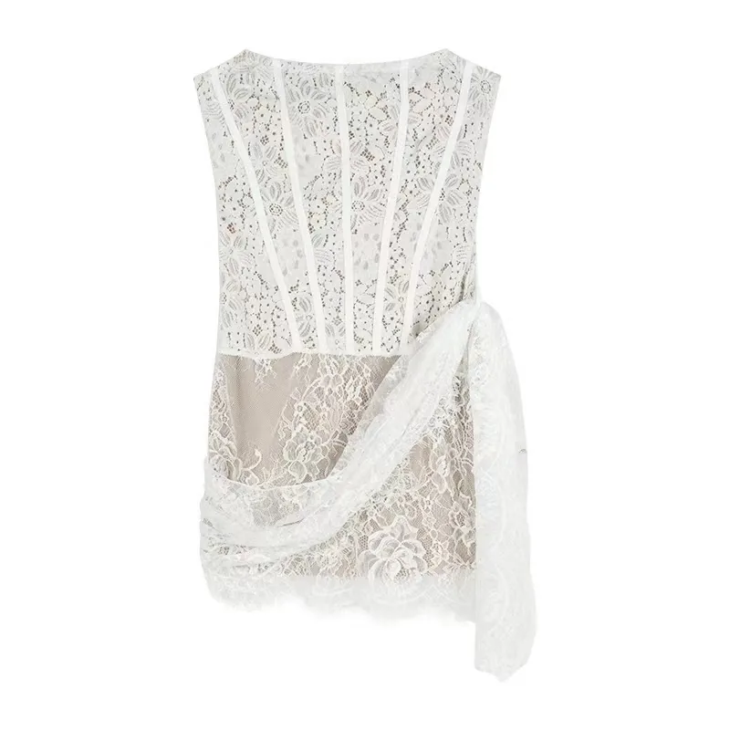 Off-shoulder bodycon jurk van kant en mesh