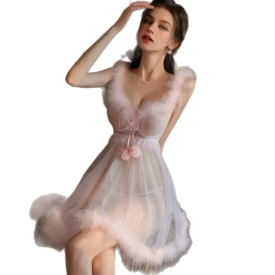 Ensemble soutien-gorge push-up transparent en peluche