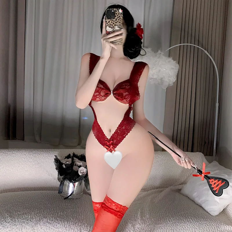 Sexy Bodysuit-Dessous-Set mit Perlen und Spitze