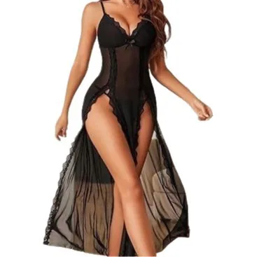 Ensemble nuisette en résille transparente avec culotte
