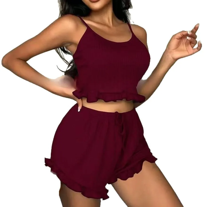 Lounge-Set mit Camisole mit gekreuztem Rücken und Shorts