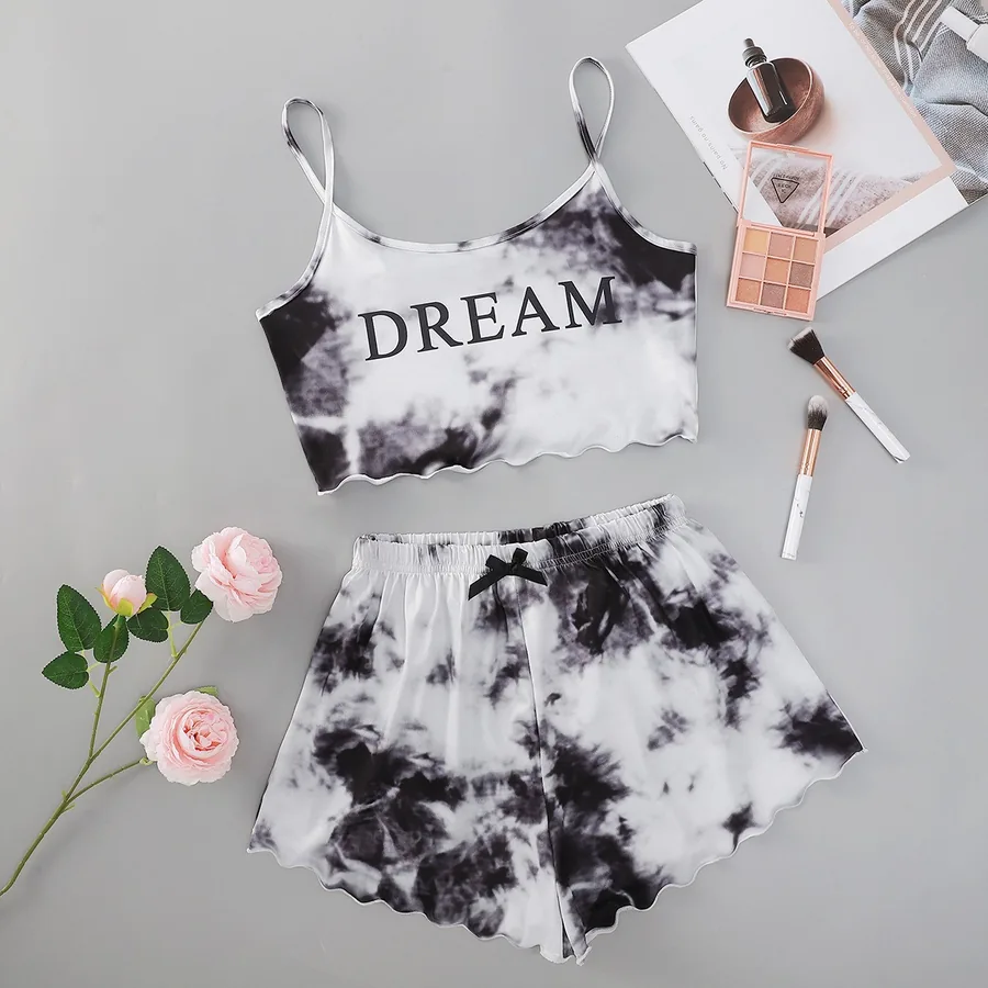 Conjunto de ropa de estar por casa con estampado DREAM tie-dye