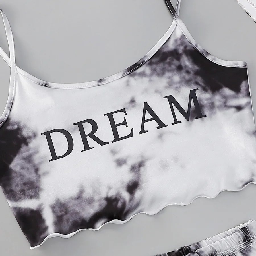 Conjunto de ropa de estar por casa con estampado DREAM tie-dye